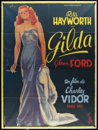 1p0305 GILDA French 1p R1972 art of sexy Rita Hayworth full-length in sheath dress by Boris Grinsson!