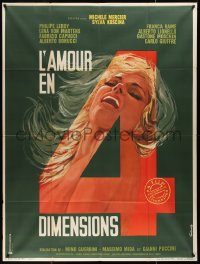 1p0318 LOVE IN FOUR DIMENSIONS French 1p 1965 great Gonzalez artwork of sexy woman in the title!