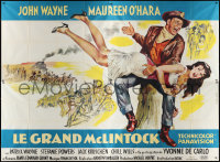 1p0193 McLINTOCK French 4p 1964 art of John Wayne giving Maureen O'Hara a spanking by Georges Allard