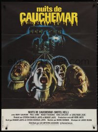 1p0275 MOTEL HELL French 31x42 1980 wild gruesome horror art of victims planted in the ground!