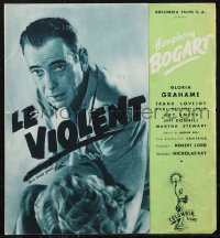 1p1012 IN A LONELY PLACE French pressbook 1950 Humphrey Bogart, Gloria Grahame, Nicholas Ray!