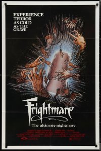 1p1516 FRIGHTMARE 1sh 1983 terror as cold as the grave, wild horror art of coffin and hands by Lamb!