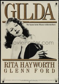 1p0943 GILDA German R1988 close-up of sexy Rita Hayworth reclining & smoking!