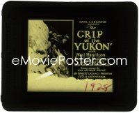 1p1726 GRIP OF THE YUKON glass slide 1928 art of Neil Hamilton caught in avalanche in Alaska!