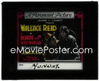 1p1748 NAN OF MUSIC MOUNTAIN glass slide 1917 c/u of cowboy Wallace Reid & pretty Ann Little!