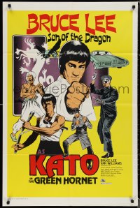 1p1522 GREEN HORNET 1sh 1974 cool art of Van Williams & giant Bruce Lee as Kato!