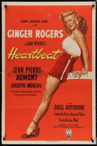 1p1525 HEARTBEAT 1sh 1946 great full length image of super sexy Ginger Rogers showing her legs!