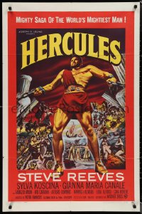 1p1528 HERCULES 1sh 1959 great montage artwork of the world's mightiest man Steve Reeves!