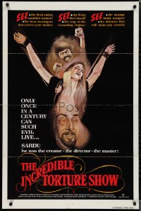 1p1540 INCREDIBLE TORTURE SHOW 1sh 1976 see the flesh-eating cannibal women, weird sexy horror art!