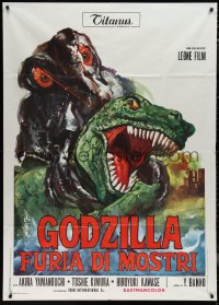 1p0982 GODZILLA VS. THE SMOG MONSTER Italian 1p 1972 Gojira tai Hedora, cool different monster art!