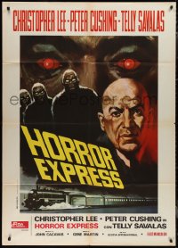 1p0726 HORROR EXPRESS Italian 1p 1974 different art of Telly Savalas & monsters over train!