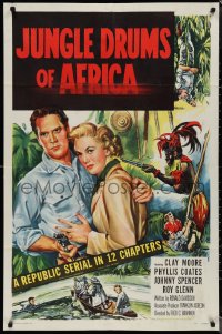 1p1549 JUNGLE DRUMS OF AFRICA 1sh 1952 Clayton Moore with gun & Phyllis Coates, Republic serial!