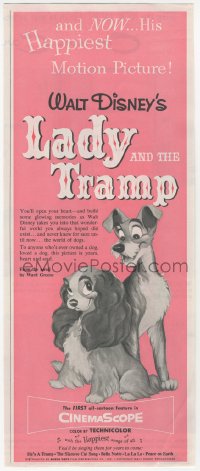 1p0919 LADY & THE TRAMP magazine ad 1955 Disney classic, 1st all-cartoon feature in CinemaScope!