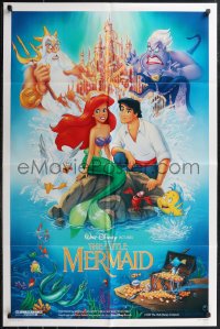 1p1556 LITTLE MERMAID DS 1sh 1989 great Bill Morrison art of Ariel & cast, Disney underwater cartoon