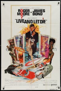 1p1557 LIVE & LET DIE West Hemi 1sh 1973 Robert McGinnis art of Roger Moore as James Bond!