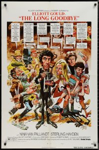 1p1559 LONG GOODBYE style C 1sh 1973 Elliott Gould as Philip Marlowe, great Jack Davis artwork!