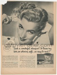 1p1035 MARILYN MONROE magazine page 1951 Rayve creme shampoo leaves her hair so shining soft!