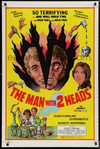 1p1565 MAN WITH 2 HEADS 1sh 1972 William Mishkin horror, shudder in the house of degradation!