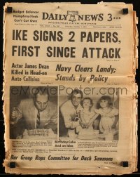 1p0879 JAMES DEAN newspaper October 1, 1955 when he was killed in a head-on auto collision!