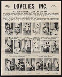 1p1771 LOVELIES INC No. 7 photo catalog 1950s sexy Bettie Page, bondage high heel & lingerie poses!