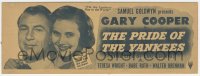 1p1056 PRIDE OF THE YANKEES 4x11 title strip 1942 Gary Cooper as Lou Gehrig, Teresa Wright, baseball!