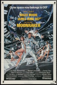 1p1571 MOONRAKER 1sh 1979 art of Roger Moore as James Bond & sexy ladies by Goozee!