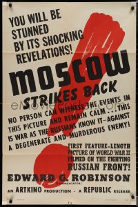 1p1573 MOSCOW STRIKES BACK style B 1sh 1942 WWII documentary made when Russia was our ally!