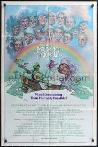 1p1575 MUPPET MOVIE 1sh 1979 Jim Henson, Drew Struzan art of Kermit the Frog & Miss Piggy on boat!