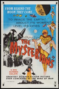 1p1579 MYSTERIANS 1sh 1959 they're abducting Earth's women & leveling its cities, RKO printing!