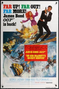 1p1586 ON HER MAJESTY'S SECRET SERVICE int'l 1sh R1980 George Lazenby as James Bond, different!