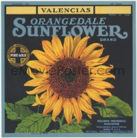 1p1147 ORANGEDALE SUNFLOWER 11x11 crate label 1930s California oranges, great sunflower art!