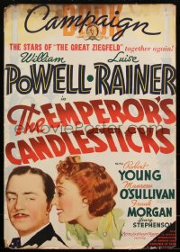 1p0561 EMPEROR'S CANDLESTICKS pressbook 1937 William Powell loves opposing spy Luise Rainer, rare!