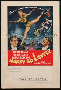 1p0567 HAPPY GO LOVELY pressbook 1951 art of David Niven, Vera-Ellen & Cesar Romero, ultra rare!