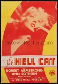 1p0568 HELL CAT pressbook 1934 reporter Robert Armstrong & heiress Ann Sothern, ultra rare!