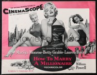 1p0571 HOW TO MARRY A MILLIONAIRE pressbook 1953 sexy Marilyn Monroe, Betty Grable & Lauren Bacall!