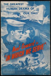 1p0574 IN WHICH WE SERVE pressbook 1943 Noel Coward & David Lean, English WWII epic, ultra rare!