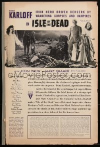 1p0575 ISLE OF THE DEAD pressbook 1945 Boris Karloff driven berserk by wandering corpses & vampires!