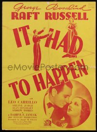 1p0130 IT HAD TO HAPPEN 16x22 pressbook 1936 George Raft, Rosalind Russell, Leo Carrillo, very rare!