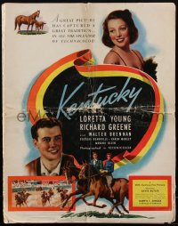 1p0134 KENTUCKY 18x22 pressbook 1938 pretty Loretta Young, Richard Greene, horse racing, ultra rare!