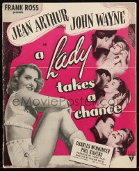 1p0582 LADY TAKES A CHANCE pressbook 1943 Jean Arthur falls in love with John Wayne, ultra rare!