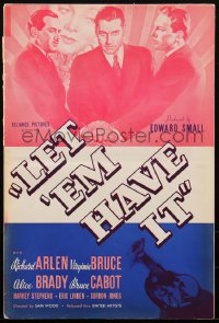 1p0585 LET 'EM HAVE IT pressbook 1935 artwork of Richard Arlen, Virginia Bruce & Bruce Cabot, rare!