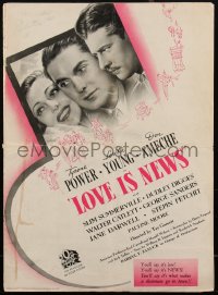 1p0140 LOVE IS NEWS 16x22 pressbook 1937 pretty Loretta Young, Tyrone Power, Don Ameche, ultra rare!