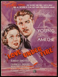 1p0141 LOVE UNDER FIRE 16x22 pressbook 1937 great art of Loretta Young & Don Ameche, ultra rare!