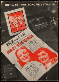 1p0142 MEET THE GIRLS 16x22 pressbook 1938 sexy Big Town Girls June Lang & Lynn Bari, ultra rare!