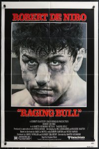 1p1596 RAGING BULL 1sh 1980 Hagio art of Robert De Niro, Martin Scorsese boxing classic!