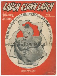 1p1007 LAUGH CLOWN LAUGH sheet music 1928 great image of Lon Chaney in clown makeup, the title song!