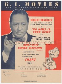 1p1072 G.I. MOVIES 8x11 special poster August 2, 1944 Robert Benchley says No News is Good News!