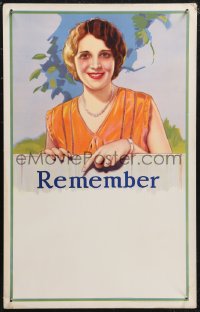 1p0268 REMEMBER 14x22 special poster 1920s art of pretty smiling woman giving you a reminder!