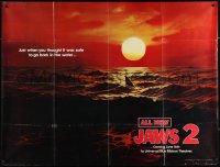 1p0677 JAWS 2 subway poster 1978 classic art of man-eating shark's fin in red water at sunset!