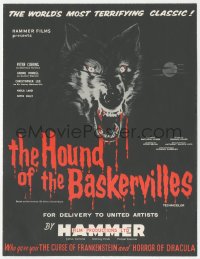 1p1191 HOUND OF THE BASKERVILLES English trade ad 1959 Sherlock Holmes, great blood-dripping dog art!